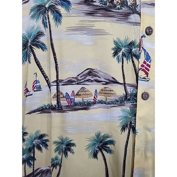 Campia Moda Mens Sz Med Shirt Button Up Hawaiian Resort Vacay Island Palm Trees - Picture 3 of 7